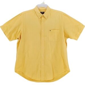 Vtg Y2K Ralph Lauren Jeans RL67 Logo Shirt Yellow Button Men L Gauzy Cotton Pkt
